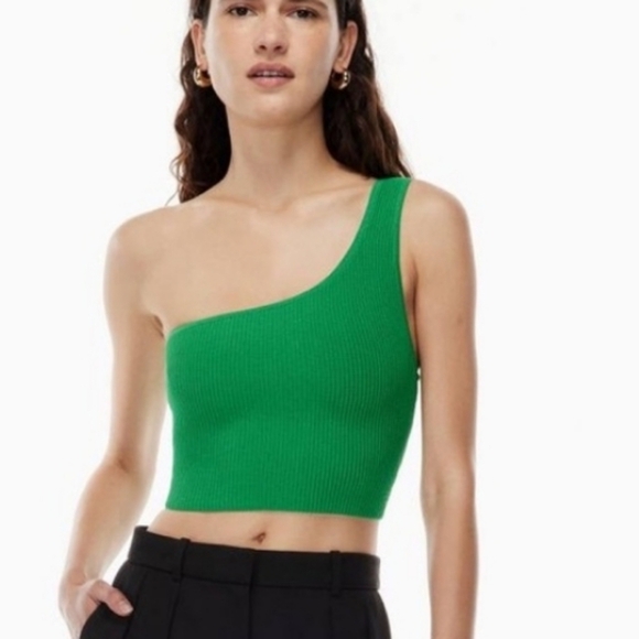 Babaton Green One-Shoulder Ribbed Top XS - Picture 1 of 4